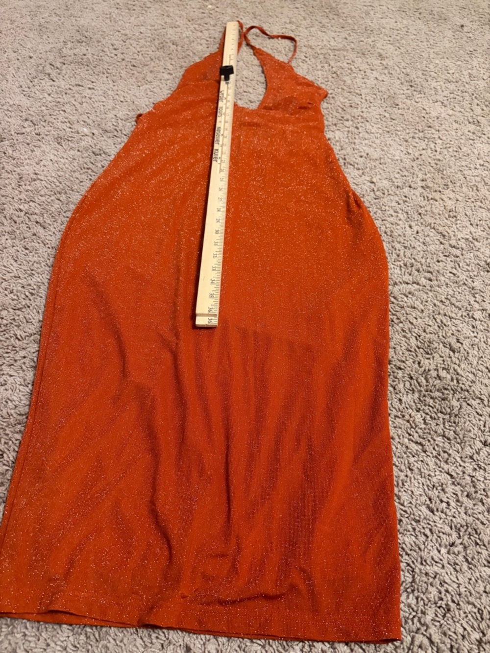 Fashion Nova Rust Halter Glitter Midi Dress - Picture 4 of 8